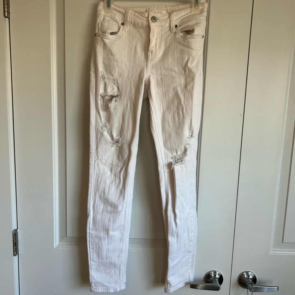 Eunina white ripped skinny jeans